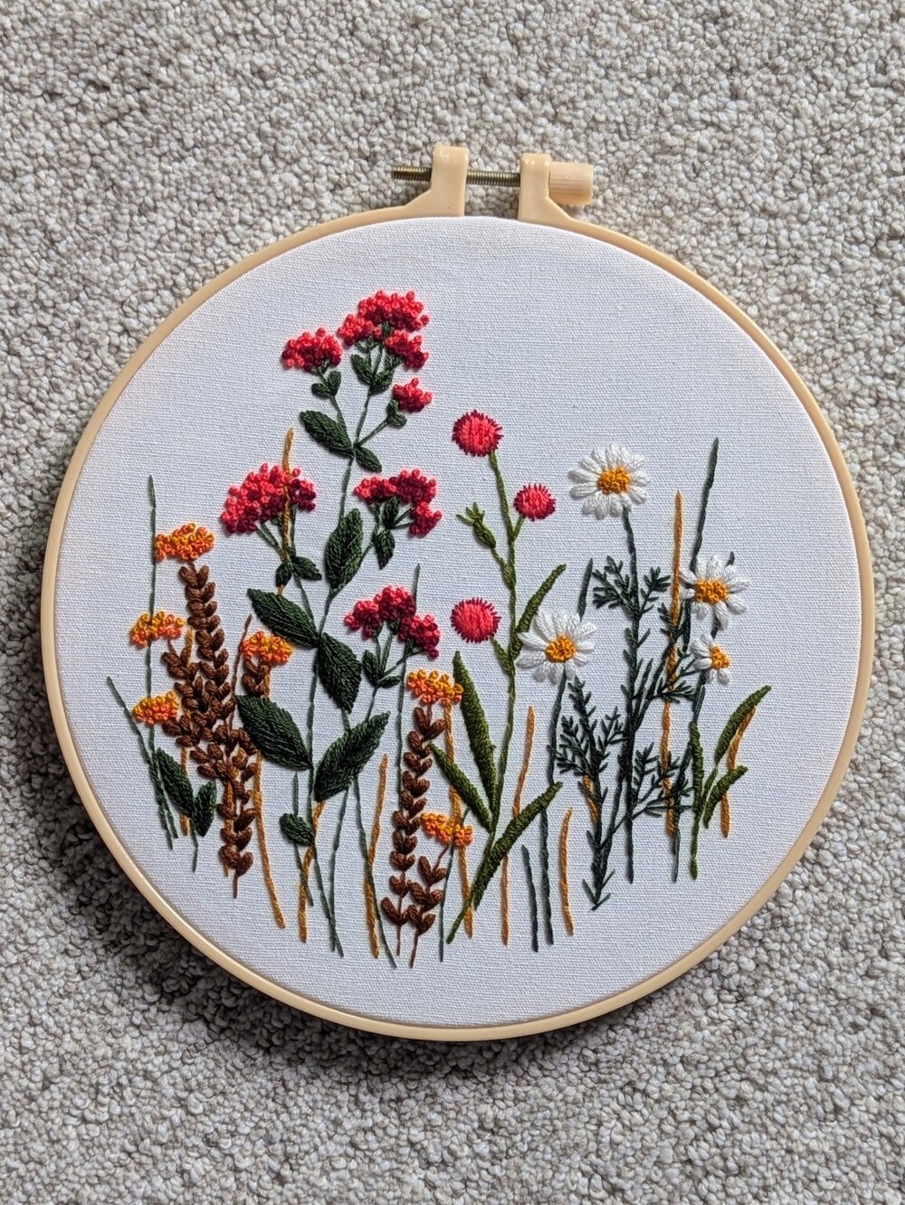 Artisan Floral Embroidery Hoop Art Wildflower Botanical Wall Decor